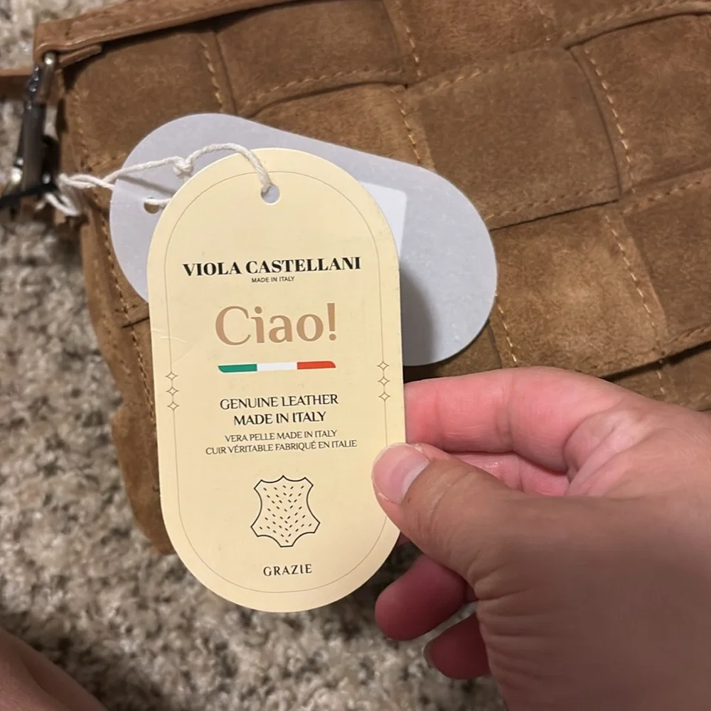 New Viola Castellani padded crossbody shoulder bag leather made in Italy - Picture 6 of 7